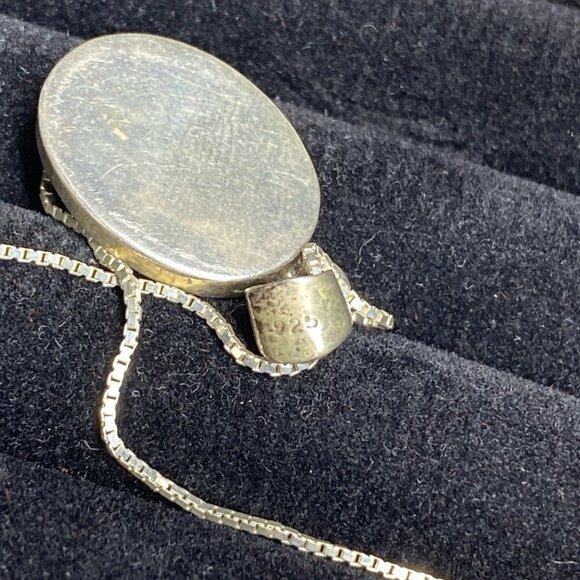 Vintage 925 Sterling Silver Pressed Flower Pendant – Italy MJI Chain – 15.5” - Picture 4 of 11